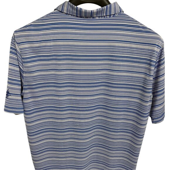 Peter Millar Summer Comfort Golf Polo Shirt Size XL Striped Golf Logo Blue - Picture 7 of 7